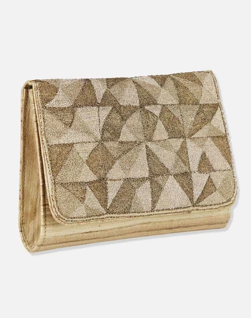 Golden Hand Embroidered Clutch