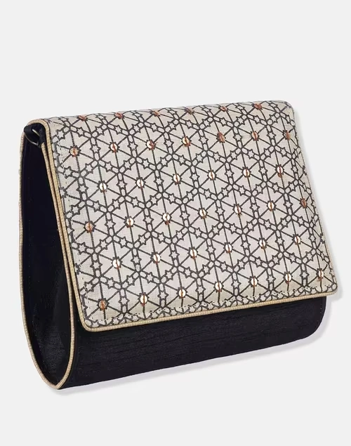 Black Hand Embroidered Clutch 4 Black Hand Embroidered Clutch
