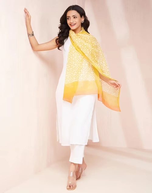 Yellow Cotton Silk Stole