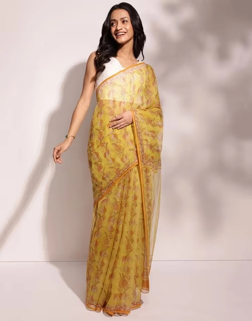 Mustard Cotton Silk Printed Sari 3 Mustard Cotton Silk Printed Sari