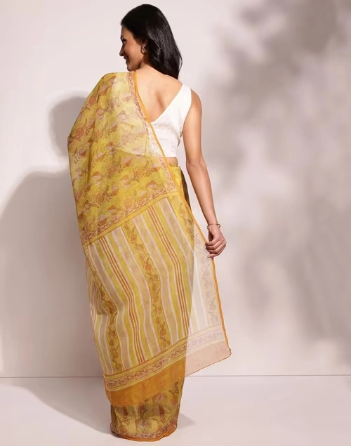 Mustard Cotton Silk Printed Sari 4 Mustard Cotton Silk Printed Sari