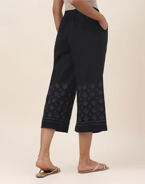 Black Cotton Chikankari Culottes