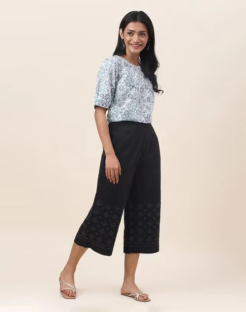 Black Cotton Chikankari Culottes 3 Black Cotton Chikankari Culottes
