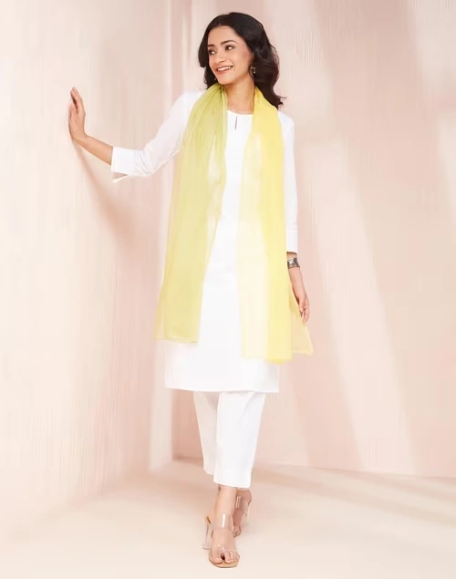 Green Cotton Silk Tie & Dye Stole 3 Green Cotton Silk Tie & Dye Stole