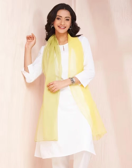 Green Cotton Silk Tie & Dye Stole 4 Green Cotton Silk Tie & Dye Stole