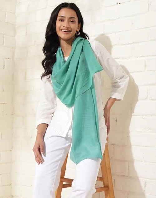 Blue Viscose Tie & Dye Stole