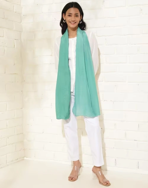 Blue Viscose Tie & Dye Stole