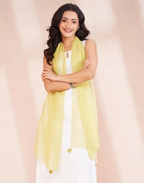 Green Cotton Silk Woven Stole 3 Green Cotton Silk Woven Stole