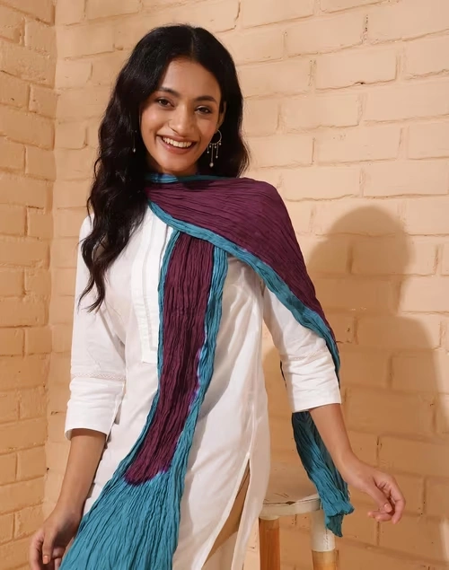 Blue Cotton Woven Stole