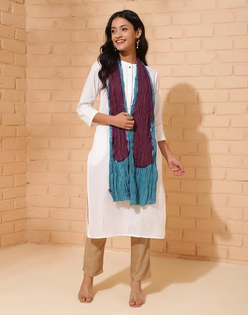 Blue Cotton Woven Stole