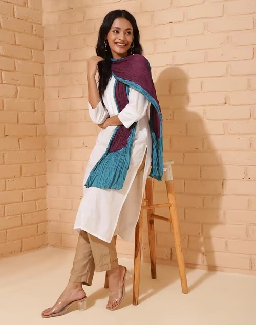 Blue Cotton Woven Stole