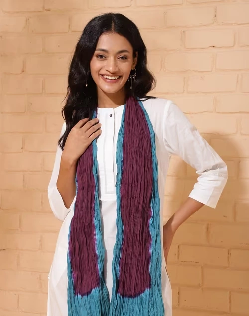 Blue Cotton Woven Stole