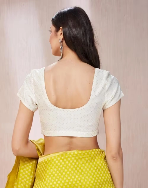 Offwhite Cotton Silk Hand Block Printed Stitched Blouse