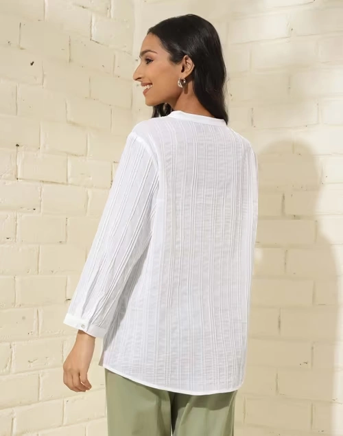 White Cotton Pintucks Tunic