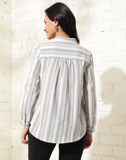 White Cotton Striped Shirt
