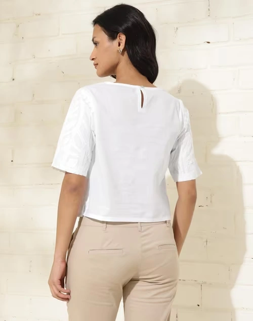 White Cotton Short Top