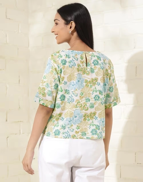 White Cotton Crop Length Short Top