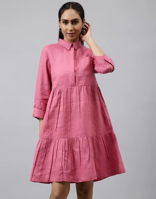 Linen Sleeve Gather Dress