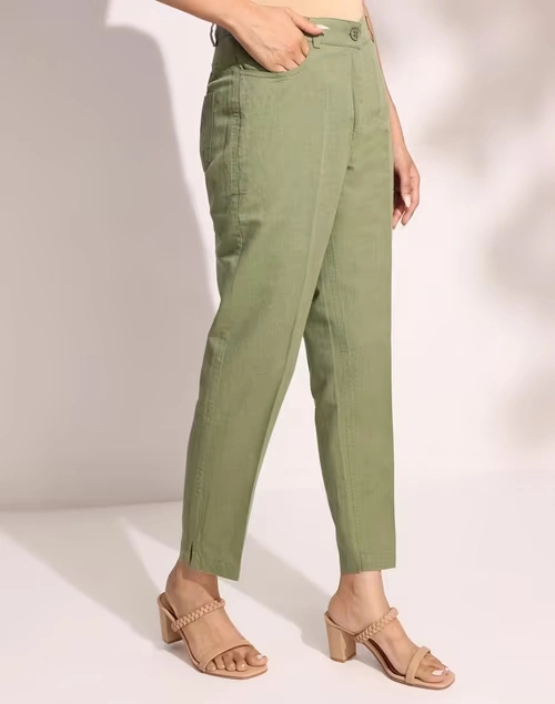 Green Cotton Linen Formal Pant 3 Green Cotton Linen Formal Pant