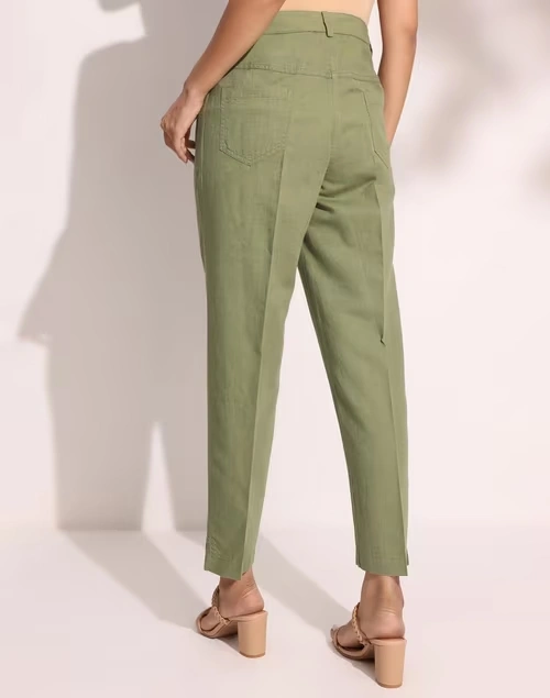 Green Cotton Linen Formal Pant 4 Green Cotton Linen Formal Pant