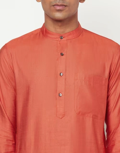 Viscose Tussar Slim Fit Long Kurta