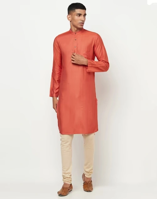 Viscose Tussar Slim Fit Long Kurta 3 Viscose Tussar Slim Fit Long Kurta