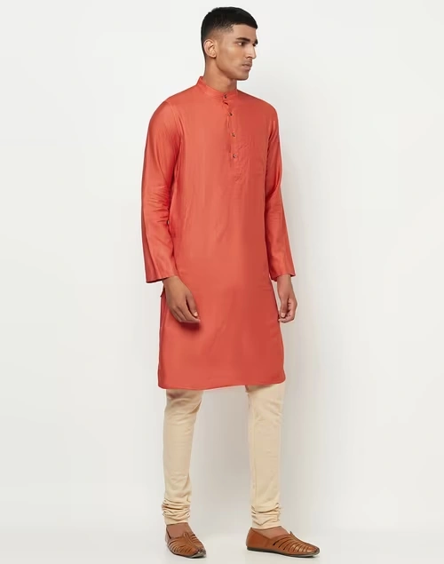 Viscose Tussar Slim Fit Long Kurta 4 Viscose Tussar Slim Fit Long Kurta