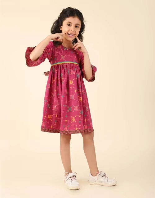 Pink Cotton Printed Dress 3 Pink Cotton Printed Dress