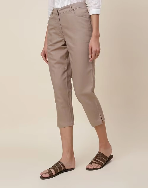 Beige Linen Blend Formal Pant