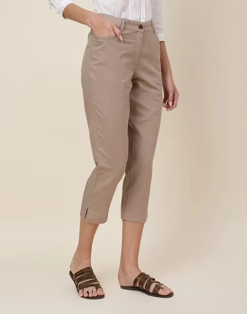 Beige Linen Blend Formal Pant