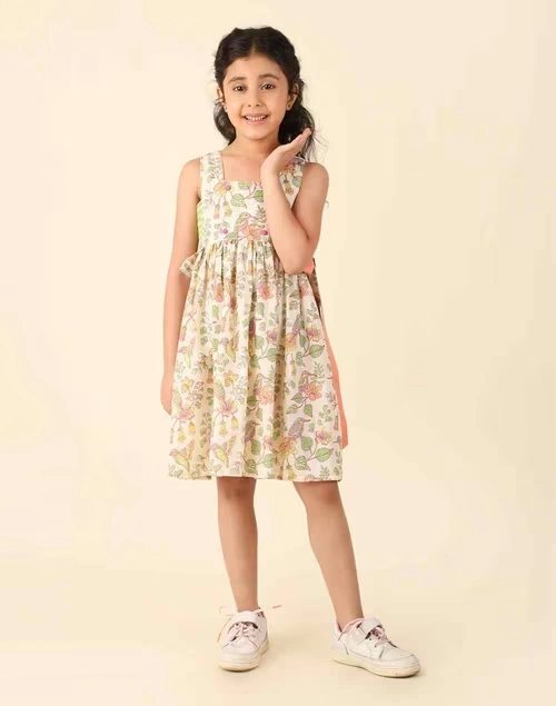 Offwhite Cotton Printed Dress