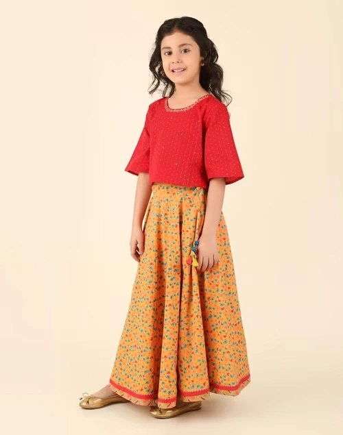 Yellow Cotton Dobby 2Pc Lehenga Set 4 Yellow Cotton Dobby 2Pc Lehenga Set