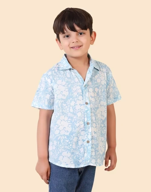 Blue Cotton Hand Block Printed Shirt 3 Blue Cotton Hand Block Printed Shirt