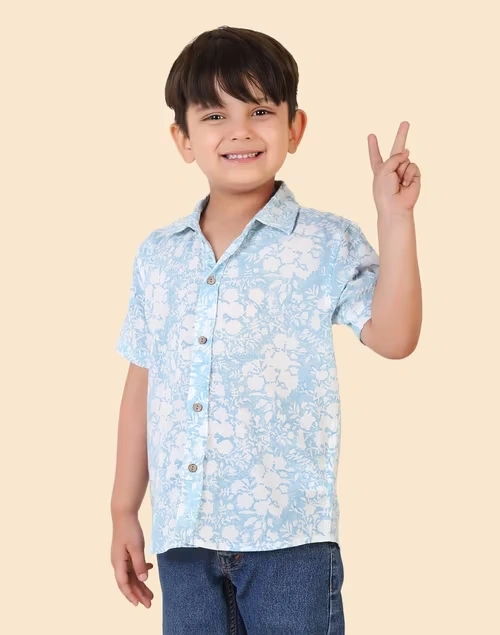 Blue Cotton Hand Block Printed Shirt 4 Blue Cotton Hand Block Printed Shirt