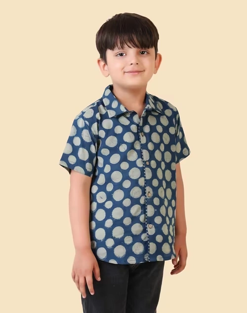 Indigo Cotton Dabu Printed Shirt 3 Indigo Cotton Dabu Printed Shirt