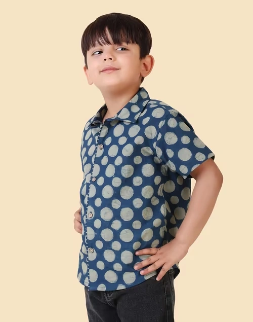 Indigo Cotton Dabu Printed Shirt 4 Indigo Cotton Dabu Printed Shirt