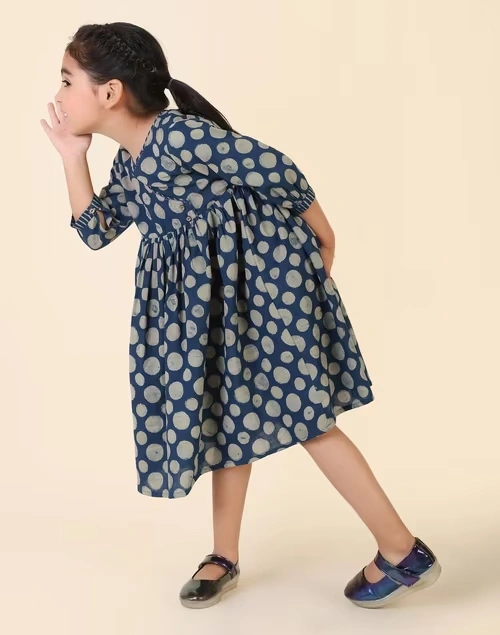 Indigo Cotton Dabu Printed Dress 3 Indigo Cotton Dabu Printed Dress