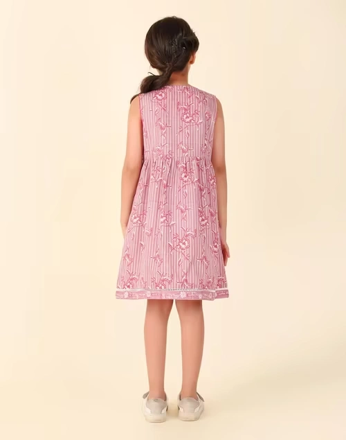 Purple Cotton Printed Dress