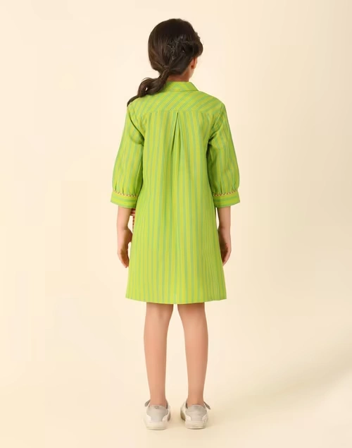 Green Cotton Woven Dress
