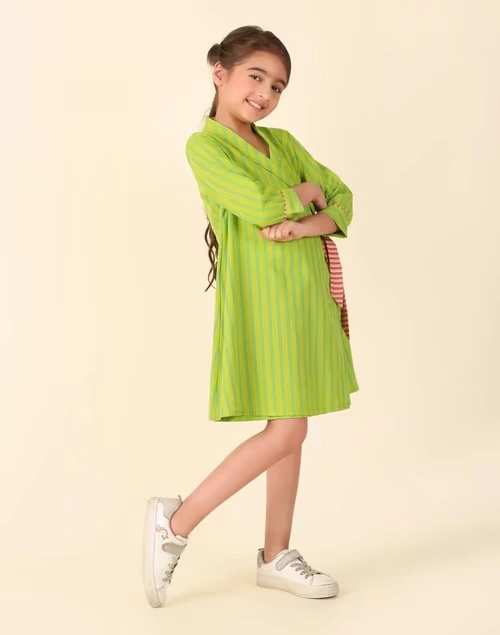 Green Cotton Woven Dress 4 Green Cotton Woven Dress