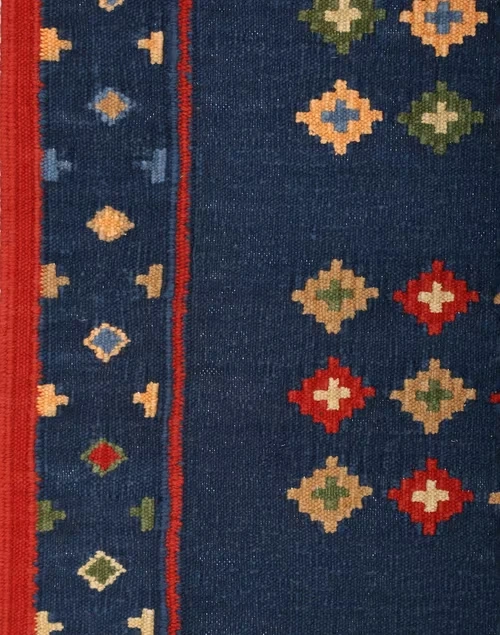 Indigo Chaupad Cotton Hand Woven Dhurrie