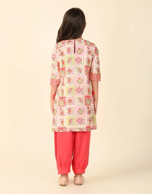 Pink Cotton Silk Printed 3Pc Salwar Set