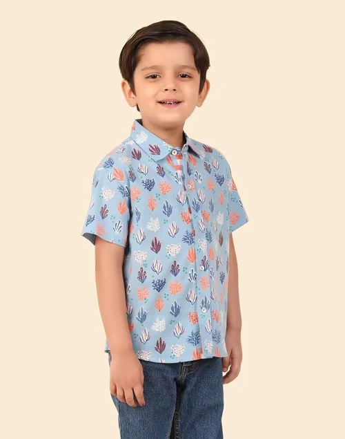 Blue Cotton Printed Shirt 4 Blue Cotton Printed Shirt