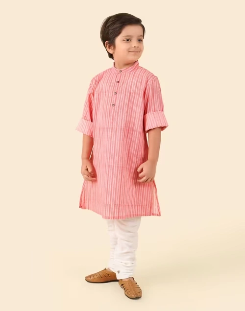 Orange Cotton Hand Block Printed Long Kurta 3 Orange Cotton Hand Block Printed Long Kurta