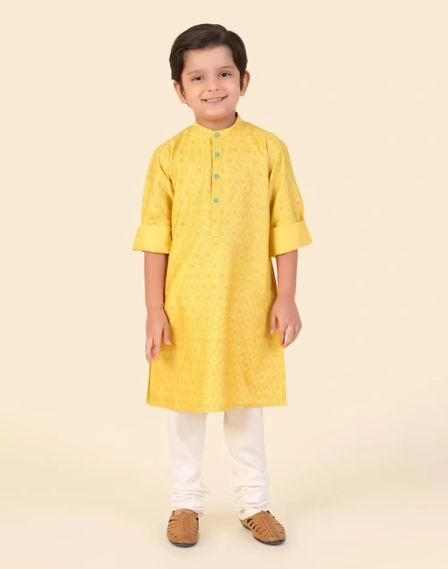 Mustard Viscose Silk Hand Block Printed Long Kurta