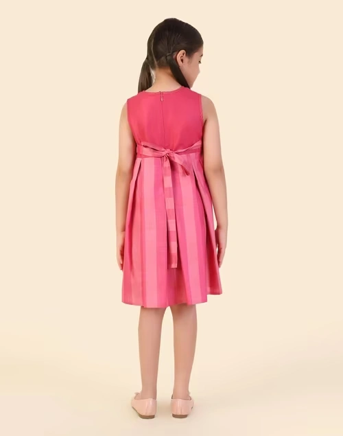 Pink Viscose Silk Woven Dress