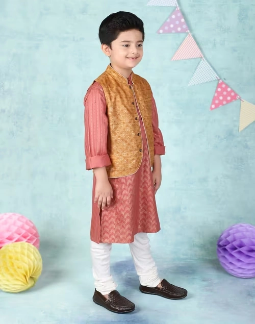 Silk Tussar Ghicha Printed Nehru Jacket 4 Silk Tussar Ghicha Printed Nehru Jacket