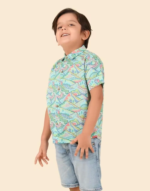 Blue Cotton Printed Shirt 3 Blue Cotton Printed Shirt