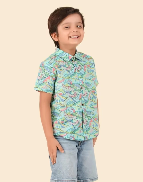 Blue Cotton Printed Shirt 4 Blue Cotton Printed Shirt