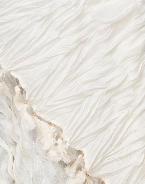 Beige Cotton Mull Plain Phunka Crinkle Dupatta